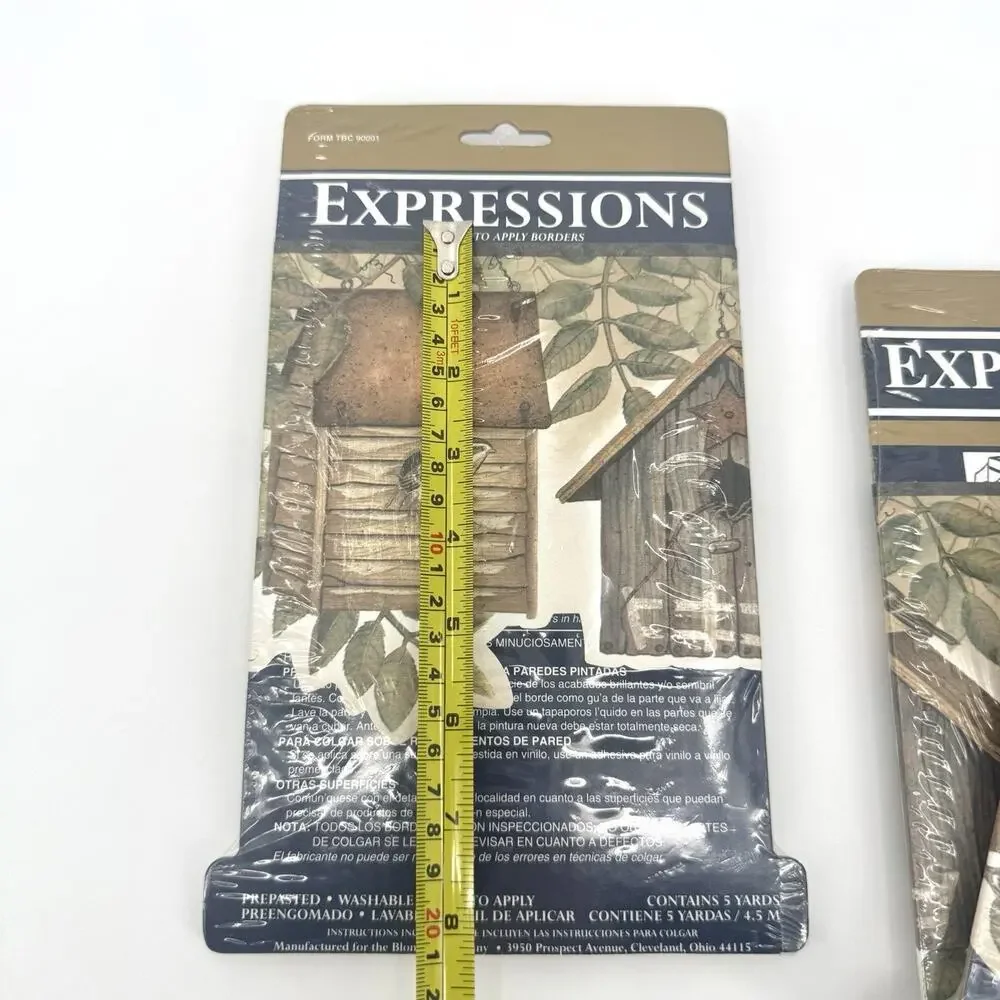 Vtg Expressions Wall Border Birdhouses 5 Yds Lot of 3 Prepasted SB 10250B NOS